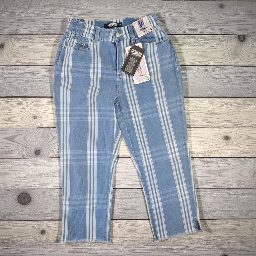 Rewash Navy‎ and White Plaid Cropped Pants